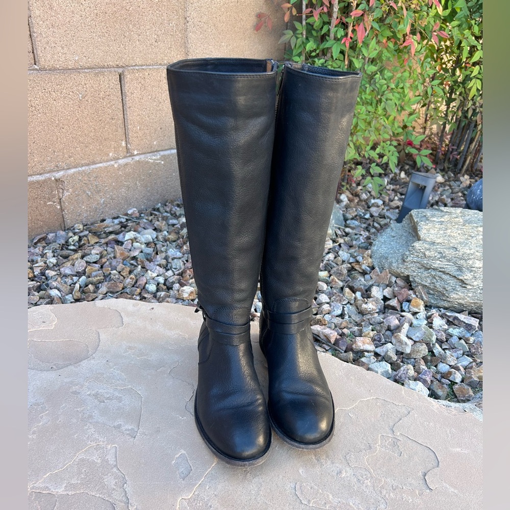 Frye Black Leather Knee-High Boots